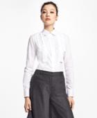 Brooks Brothers Women's Mixed-media Bib-front Blouse