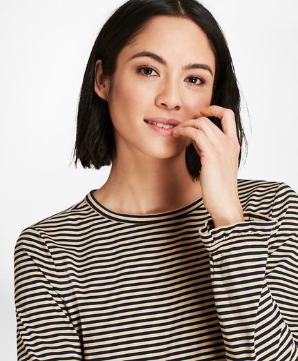 Brooks Brothers Ruffle-cuff Striped Jersey Long-sleeve T-shirt