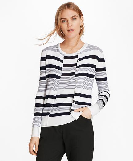 Brooks Brothers Striped Supima Cotton Cardigan