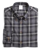 Brooks Brothers Slim Fit Black Plaid Flannel Sport Shirt