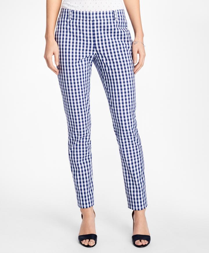Brooks Brothers Women's Gingham Stretch-cotton Pants