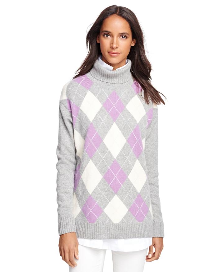 Brooks Brothers Women's Cashmere Argyle Turtleneck