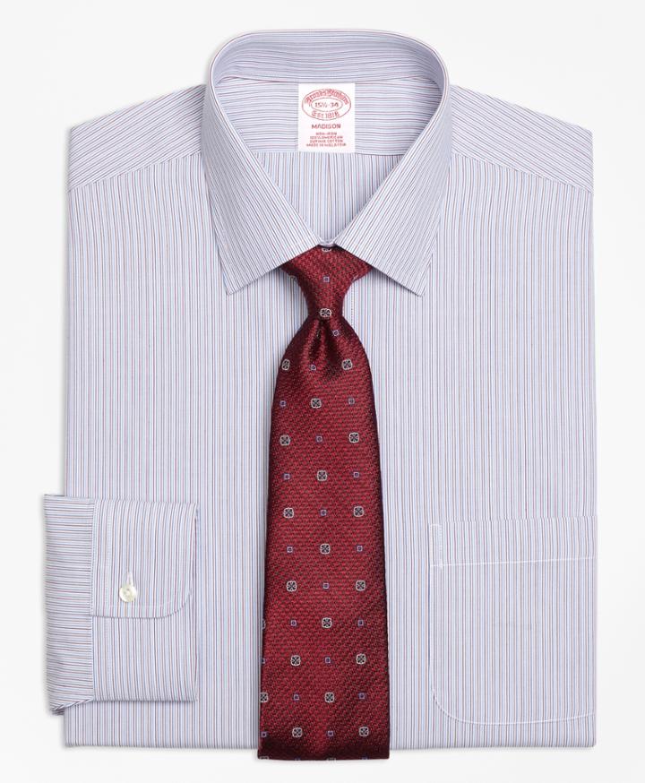 Brooks Brothers Men's Non-iron Regular Fit Narrow Stripe Dress Shirt