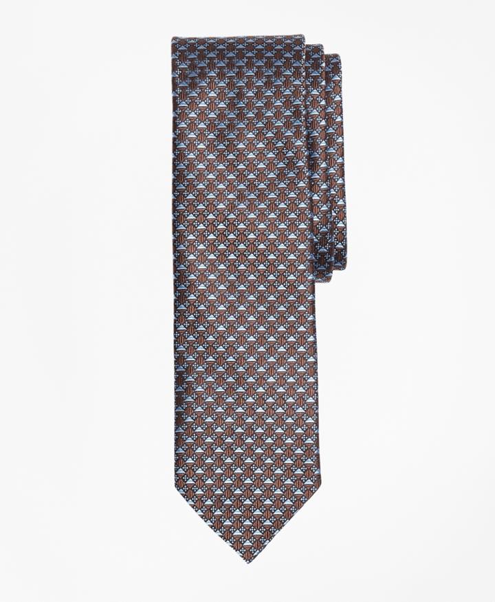 Brooks Brothers Men's Geometric Floral Pattern Mercerized Silk Tie