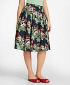 Brooks Brothers Women's Tropical-print Cotton Sateen Pleated Skirt