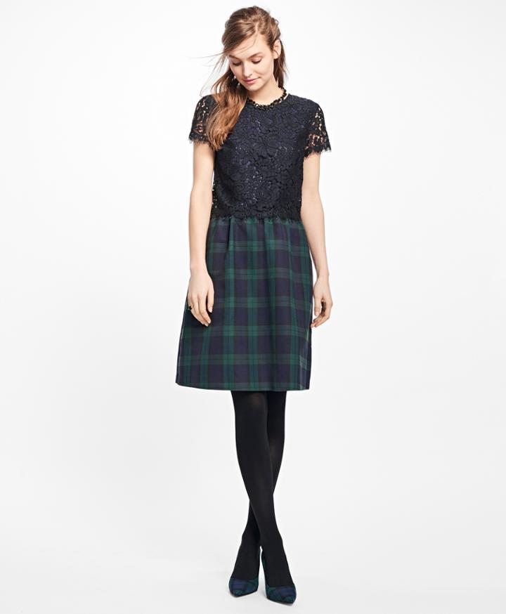 Brooks Brothers Women's Short-sleeve Mixed-media Dress