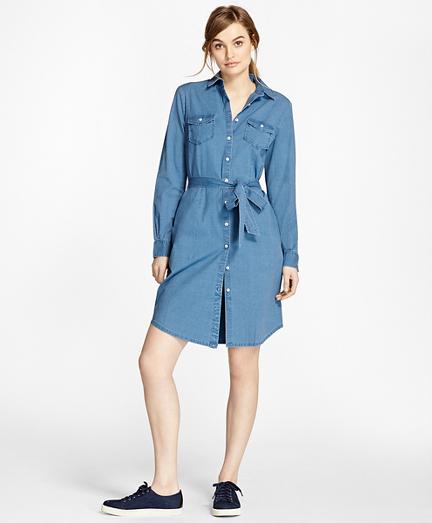 Brooks Brothers Cotton Chambray Shirt Dress
