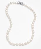 Brooks Brothers 17 8mm Glass Pearl Necklace With Deco Clasp