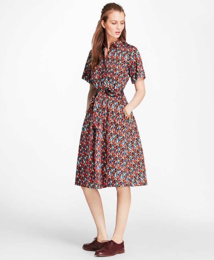 Brooks Brothers Women's B-print Cotton Shirt Dress