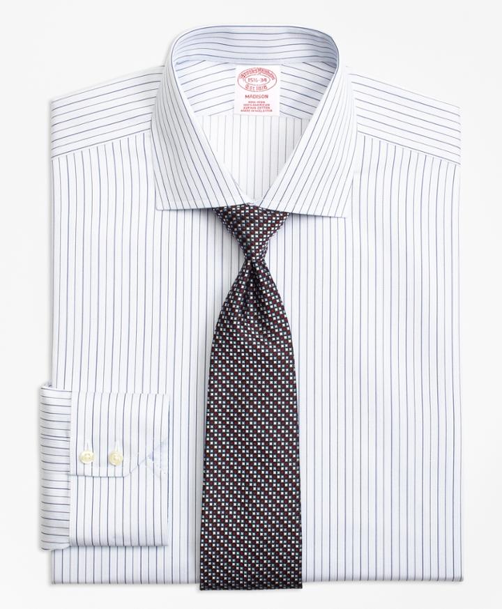 Brooks Brothers Men's Non-iron Regular Fit Framed Music Stripe Dress Shirt