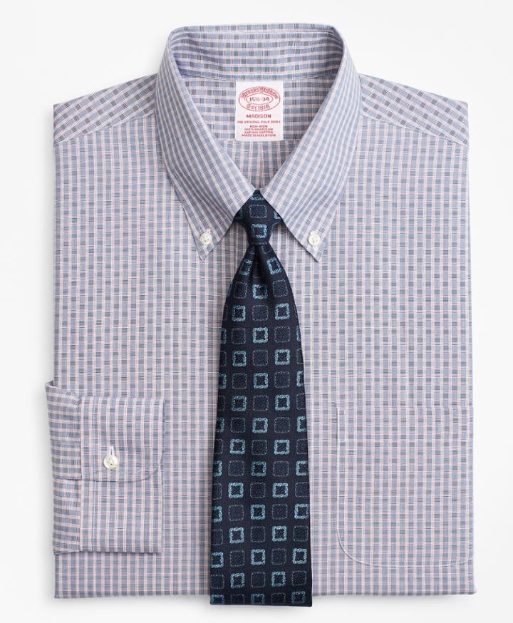 Brooks Brothers Men's Regular Fit Classic-fit Dress Shirt, Non-iron Two-tone Check