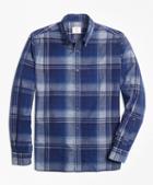 Brooks Brothers Indigo-dyed Tartan Cotton Corduroy Sport Shirt