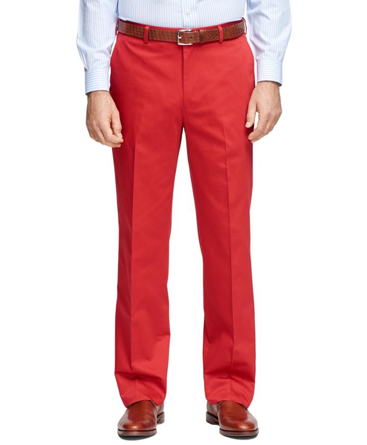 Brooks Brothers Men's Madison Fit Plain-front Cotton Dress Trousers