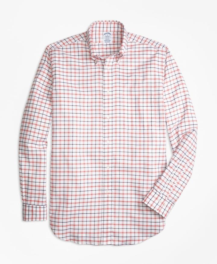 Brooks Brothers Men's Regent Fit Oxford  Large Check Sport Shirt