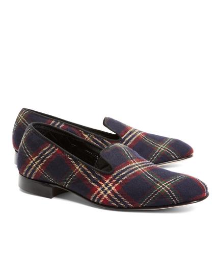 Brooks Brothers Signature Tartan Wool Slippers