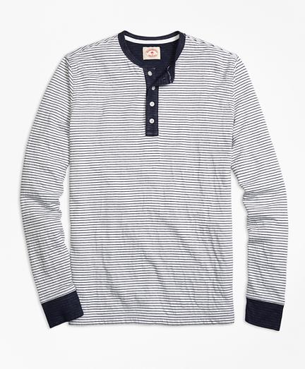 Brooks Brothers Micro-stripe Dufold Cotton Henley