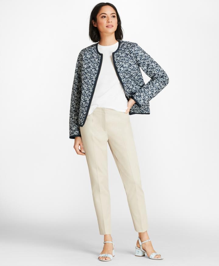 Brooks Brothers Women's Water-repellent Floral-print Reversible Quilted Jacket