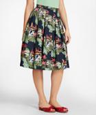 Brooks Brothers Tropical-print Cotton Sateen Pleated Skirt