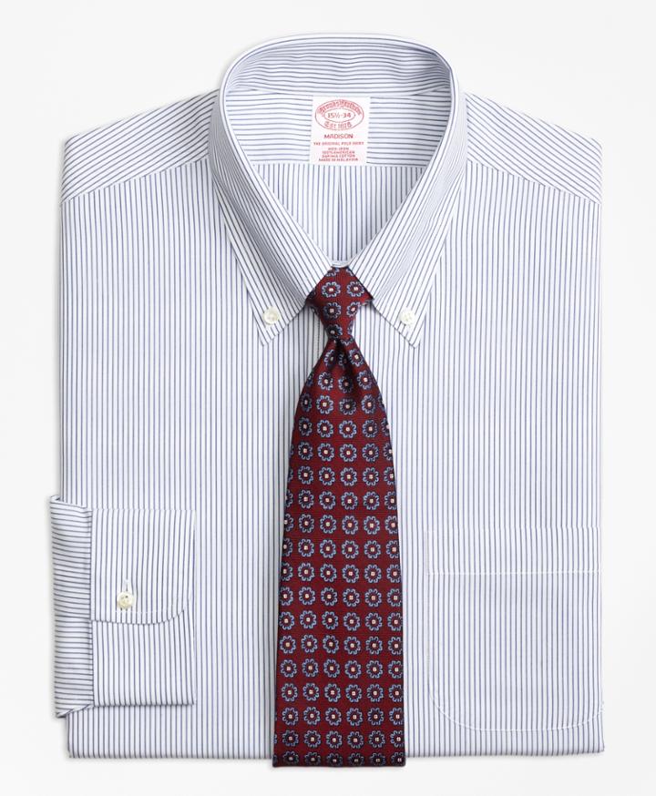 Brooks Brothers Men's Non-iron Regular Fit Pinstripe Dress Shirt