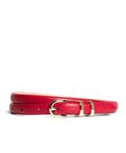 Brooks Brothers Women's Pebble Calfskin Feathered Skinny Belt