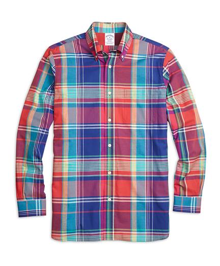 Brooks Brothers Regent Fit Sodalite Madras Sport Shirt