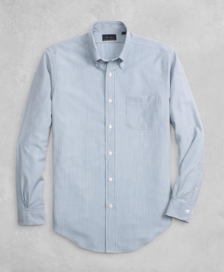 Brooks Brothers Men's Golden Fleece Brookstech Regent Fit Striped Sport Shirt