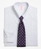 Brooks Brothers Men's Non-iron Regular Fit End-on-end Stripe Dress Shirt