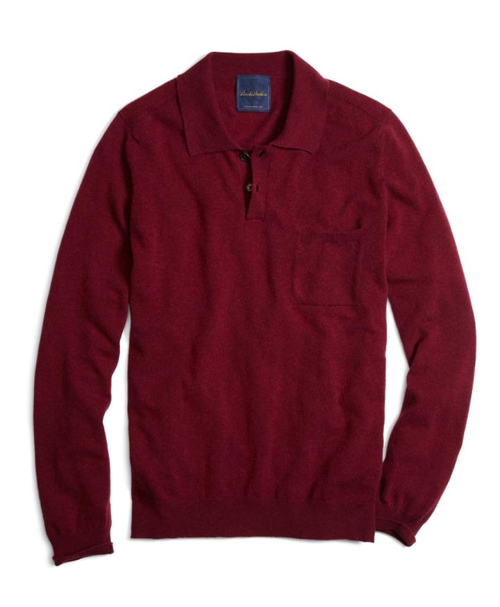 Brooks Brothers Men's Pink Cashmere Knit Polo