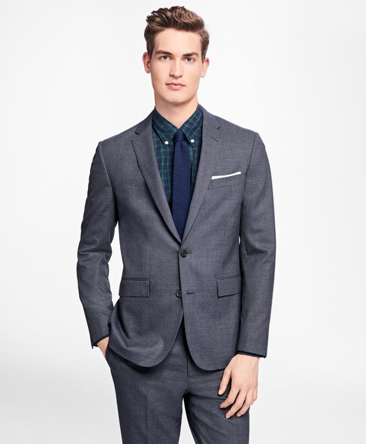 Brooks Brothers Men's Mini-check Stretch-wool Suit Jacket