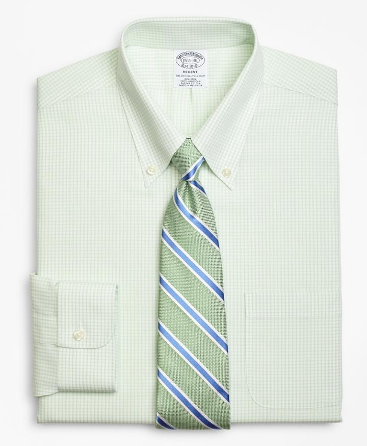 Brooks Brothers Slim Fitted Dress Shirt, Non-iron Double-mini Windowpane