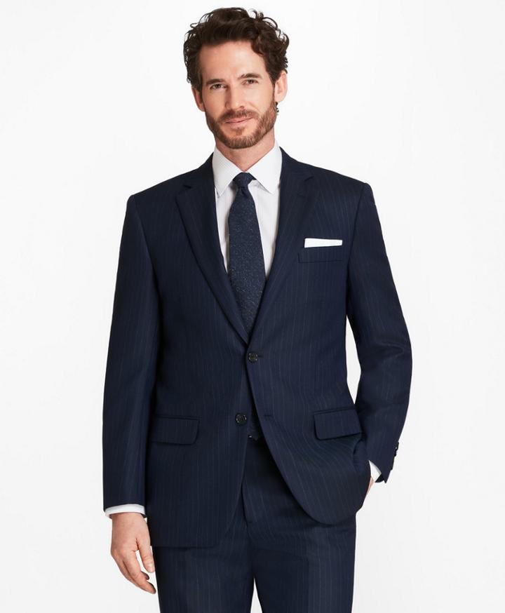 Brooks Brothers Men's Madison Fit Textured Alternating Stripe 1818 Suit