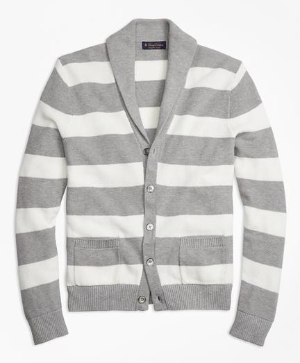 Brooks Brothers Double-pique Stripe Shawl Collar Cardigan