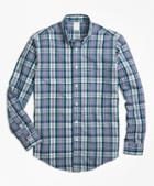 Brooks Brothers Non-iron Milano Fit Green Plaid Sport Shirt