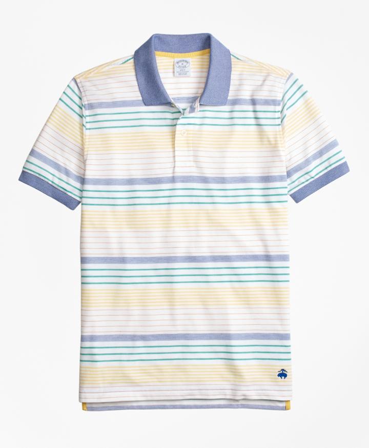 Brooks Brothers Men's Original Fit Supima Cotton Pique Multi-stripe Polo Shirt