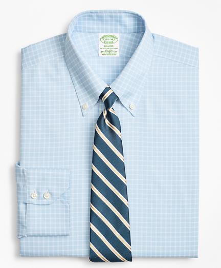 Brooks Brothers Stretch Milano Slim-fit Dress Shirt, Non-iron Royal Oxford Ground Check