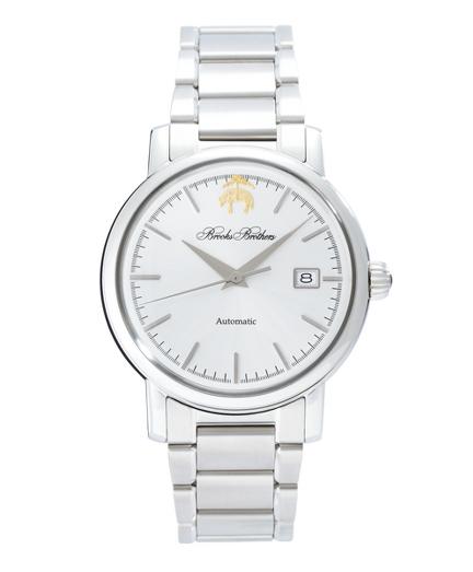 Brooks Brothers Round Watch With Stainless Steel Band