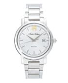 Brooks Brothers Round Watch With Stainless Steel Band