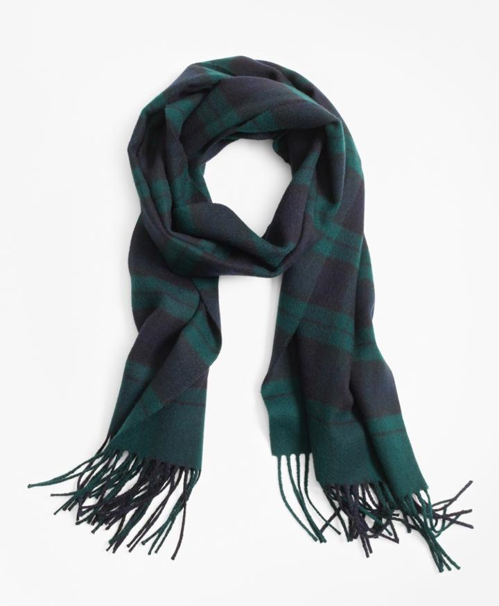 Brooks Brothers Men's Navy And Green Tartan Scarf