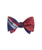 Brooks Brothers Multi-textured Sidewheeler Stripe With Textured Four-petal Flower Reversible Bow Tie
