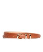 Brooks Brothers Pebble Calfskin Feathered Skinny Belt