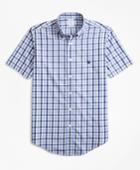Brooks Brothers Men's Non-iron Regent Fit Outline Check Short-sleeve Sport Shirt