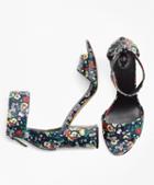 Brooks Brothers Floral Ankle-strap Stacked-heel Sandals