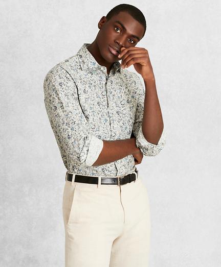 Brooks Brothers Golden Fleece Regent Fit White Floral Sport Shirt