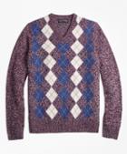 Brooks Brothers Merino Wool Argyle V-neck Sweater