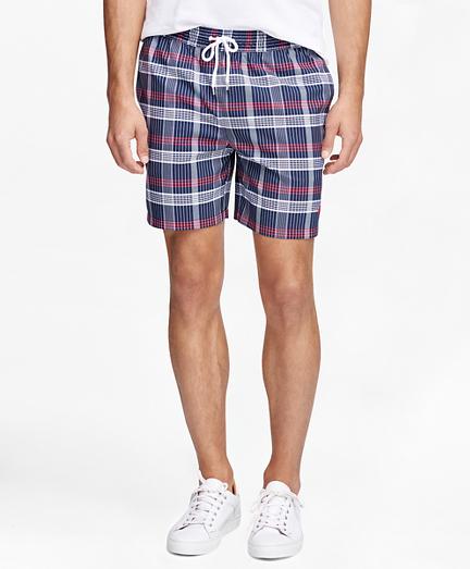 Brooks Brothers Montauk 6 Madras Swim Trunks