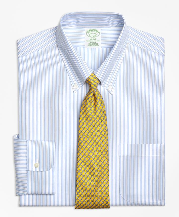 Brooks Brothers Men's Non-iron Extra Slim Fit Track Stripe Dress Shirt