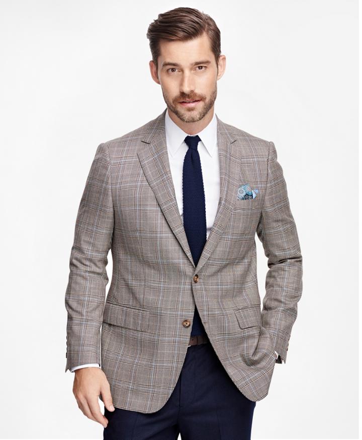 Brooks Brothers Men's Fitzgerald Fit Saxxon Wool Plaid With Deco Sport Coat