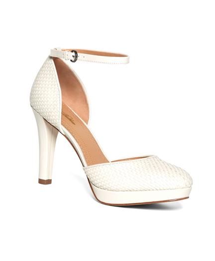 Brooks Brothers Woven Calfskin Ankle Strap Heels