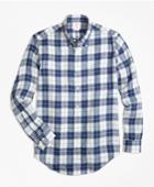 Brooks Brothers Men's Madison Fit Grid Check Irish Linen Sport Shirt