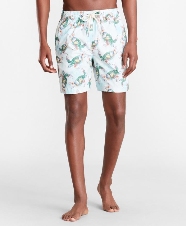 Brooks Brothers Men's Montauk 6 Turtle Print Swim Trunks